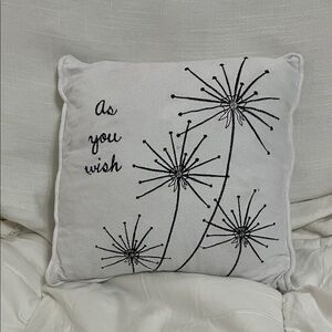 Princess Bride themed Gray Accent Pillow with Black Floral Design